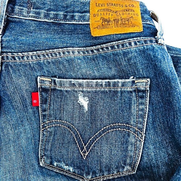 Rare Women's Levi's boyfriend jeans 100% cotton unique trademark blank red tab - Picture 3 of 12
